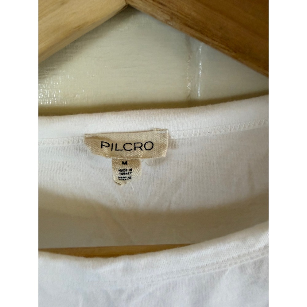 Pilcro Shoulder Button Tee Womens Medium White Short Sleeve Cotton Basics - Picture 7 of 9